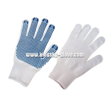 7g Bleach White String Knit PVC Single Dotted Glove-2406